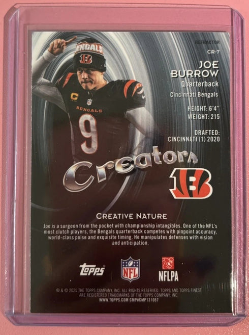 Topps Finest 2025 Joe Burrow Creators Refractor #CR-7 Cincinnati Bengals