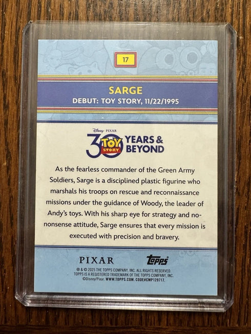 2026 Topps Disney Toy Story 30th Anniversary Sarge /10 #17