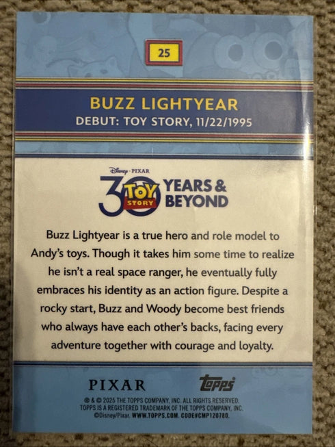 2025 Topps 30 Years Of Toy Story Image Variation Refractor Buzz Lightyear #25