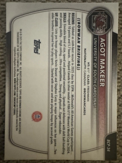 2025-26 Topps Bowman U Chrome Agot Makeer 1st Bowman Mojo Refractor #BCP-34