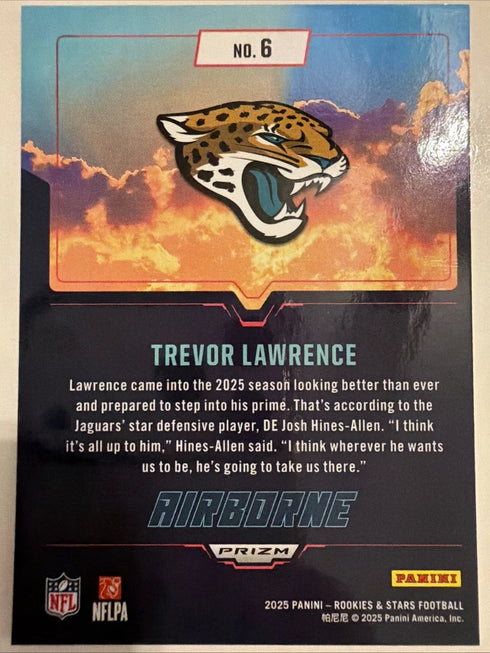 2025 Panini Rookies & Stars Airborne Trevor Lawrence #6 Red Plaid Prizm Jaguars