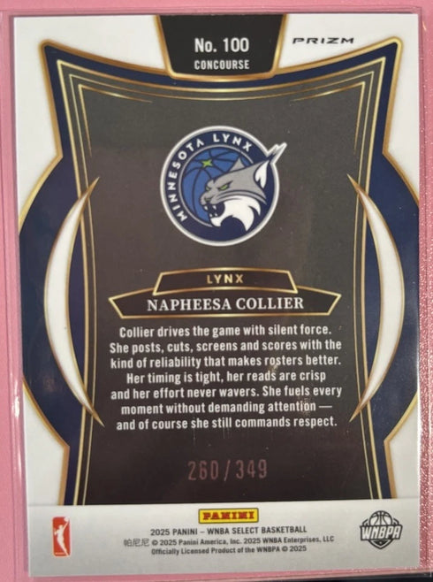 2025 Select WNBA Concourse Napheesa Collier #100 Pink Flash Prizm Lynx /349
