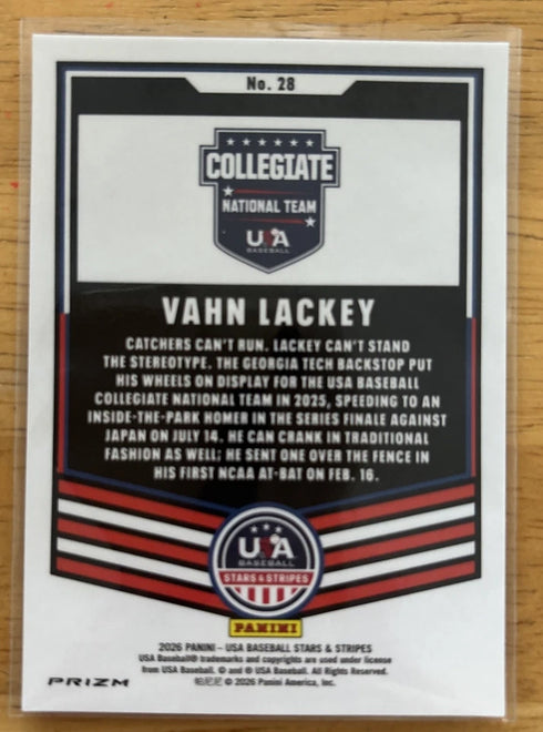 2026 Panini USA Baseball Stars & Stripes - #28 Vahn Lackey Silver Prizm