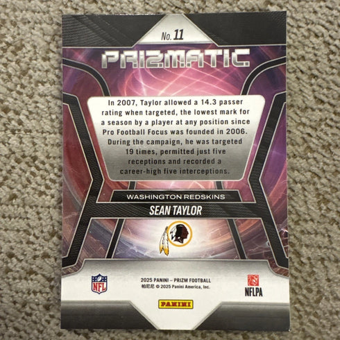 2025 Panini Prizm PRIZMATIC SEAN TAYLOR No.11 Washington Redskins