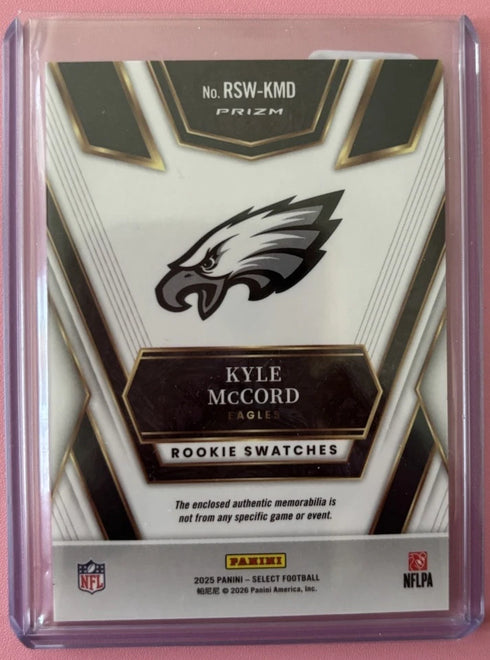 2025 Panini Select Kyle McCord Prizm Rookie Swatches Red - Eagles