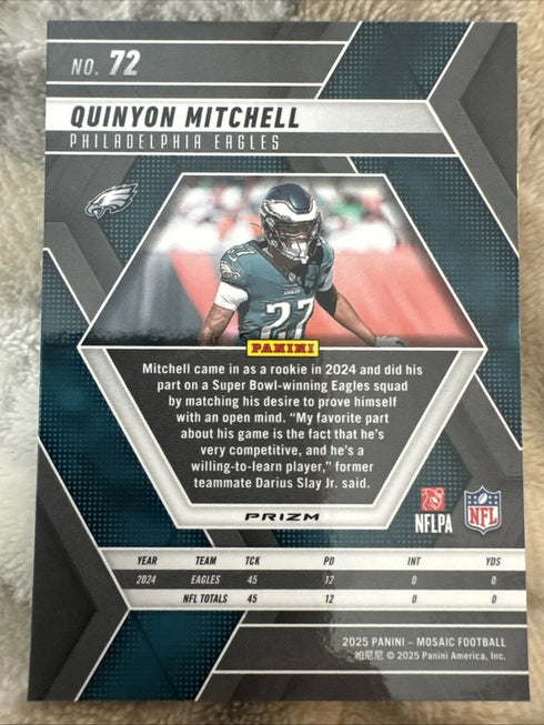 2025 Mosaic Football Quinyon Mitchell Honeycomb SSP #72