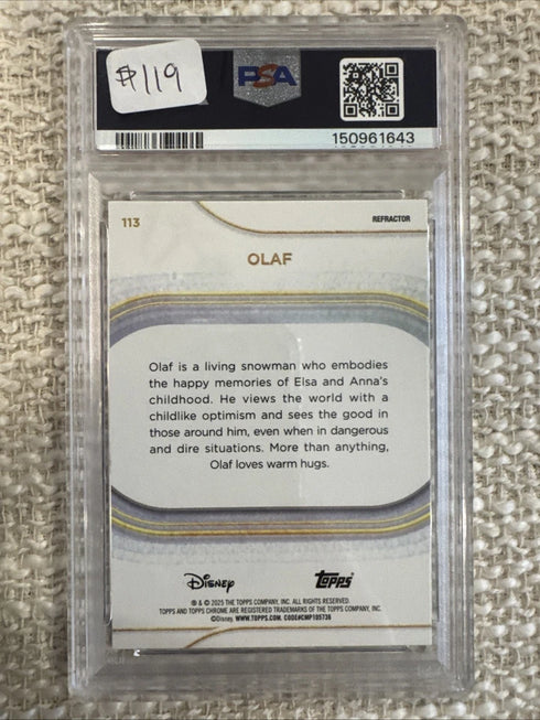 2025 Topps Chrome Disney Olaf Refractor #113 PSA 9