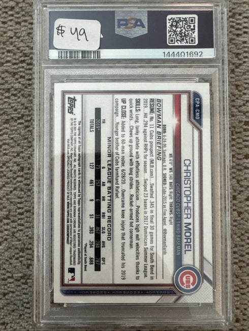 2021 Bowman Chrome - Prospect Autographs Christopher Morel #CPA-CMO PSA 10