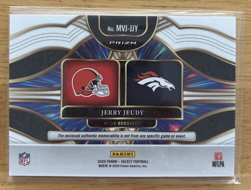 Jerry Jeudy Multiverse Dual Patch Prizm Select Browns Broncos Jersey Card