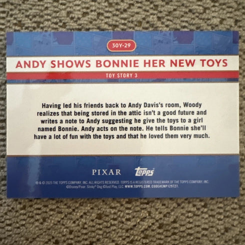 2025 Topps 30 Years Of Toy Story Beyond Andy Shows Bonnie #30Y-29 Refractor