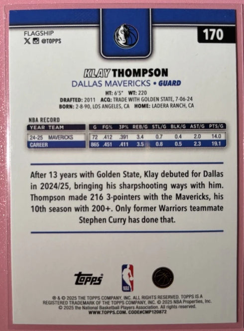 2025-26 Topps Klay Thompson Foil Pattern Logo Fanatics Exclusive #170 Mavericks