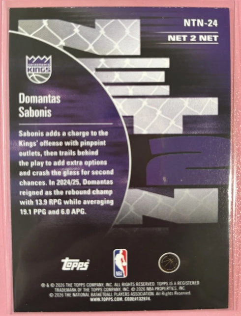 2022-26 Topps NBA Hoops Net 2 Net Domantas Sabonis Kings #NTN-24 Insert
