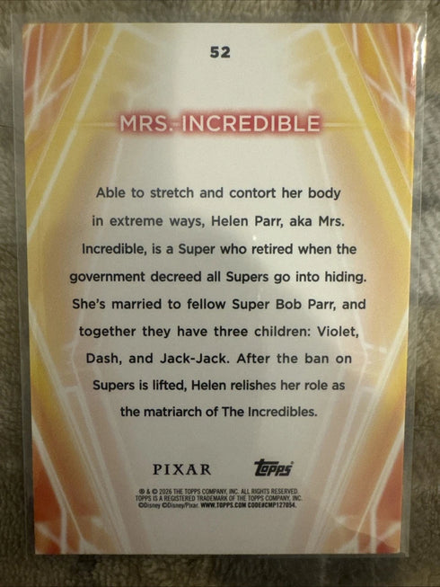 2026 Topps Disney Neon Snow Caps Parallel Mrs. Incredible #52