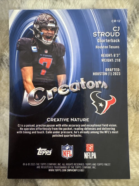 2025 Topps Chrome CJ Stroud Creators Gold Refractor /50 Houston Texans