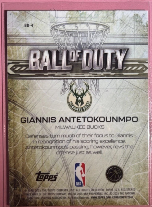 Giannis Antetokounmpo 2025 Topps Chrome Basketball Ball Of Duty