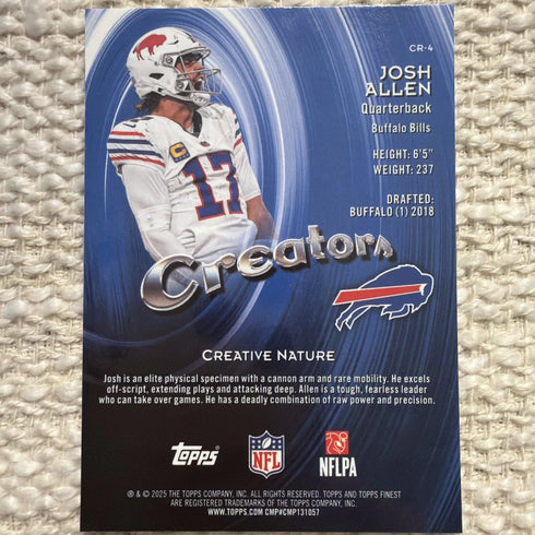 2025 Topps Finest Football Josh Allen Creators X-Fractor #CR-4 Buffalo Bills