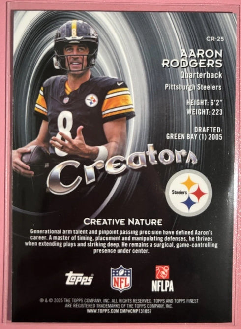 2025 Topps Finest - Aaron Rodgers Creators X-Fractor Steelers