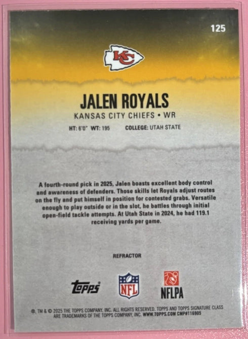 Topps 2025 Composite Signature Class Jalen Royals RC #125 Chiefs