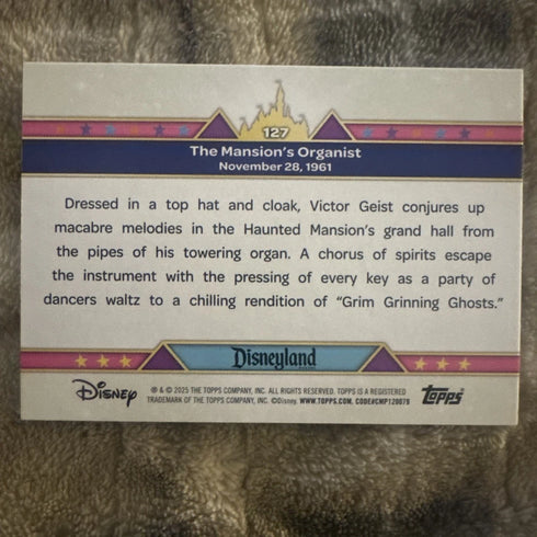 The Mansion’s Organist 2025 Topps Disneyland 70th #127 Pink Shimmer Concept Art