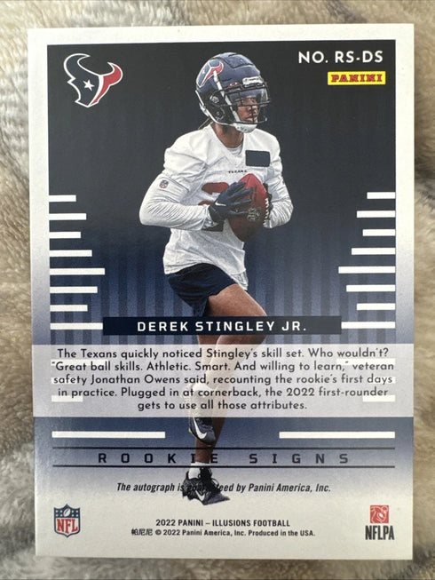 2022 Panini Illusions - Rookie Signs Derek Stingley Jr. #RS-DS Green /10 (AU,...