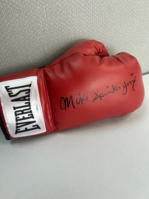 Michael Spinks Signed Red Boxing Glove with JSA COA
