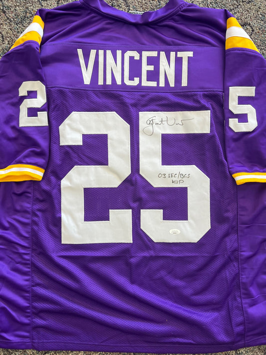 LSU Tigers Justin Vincent Signed/Inscribed Jersey with JSA COA