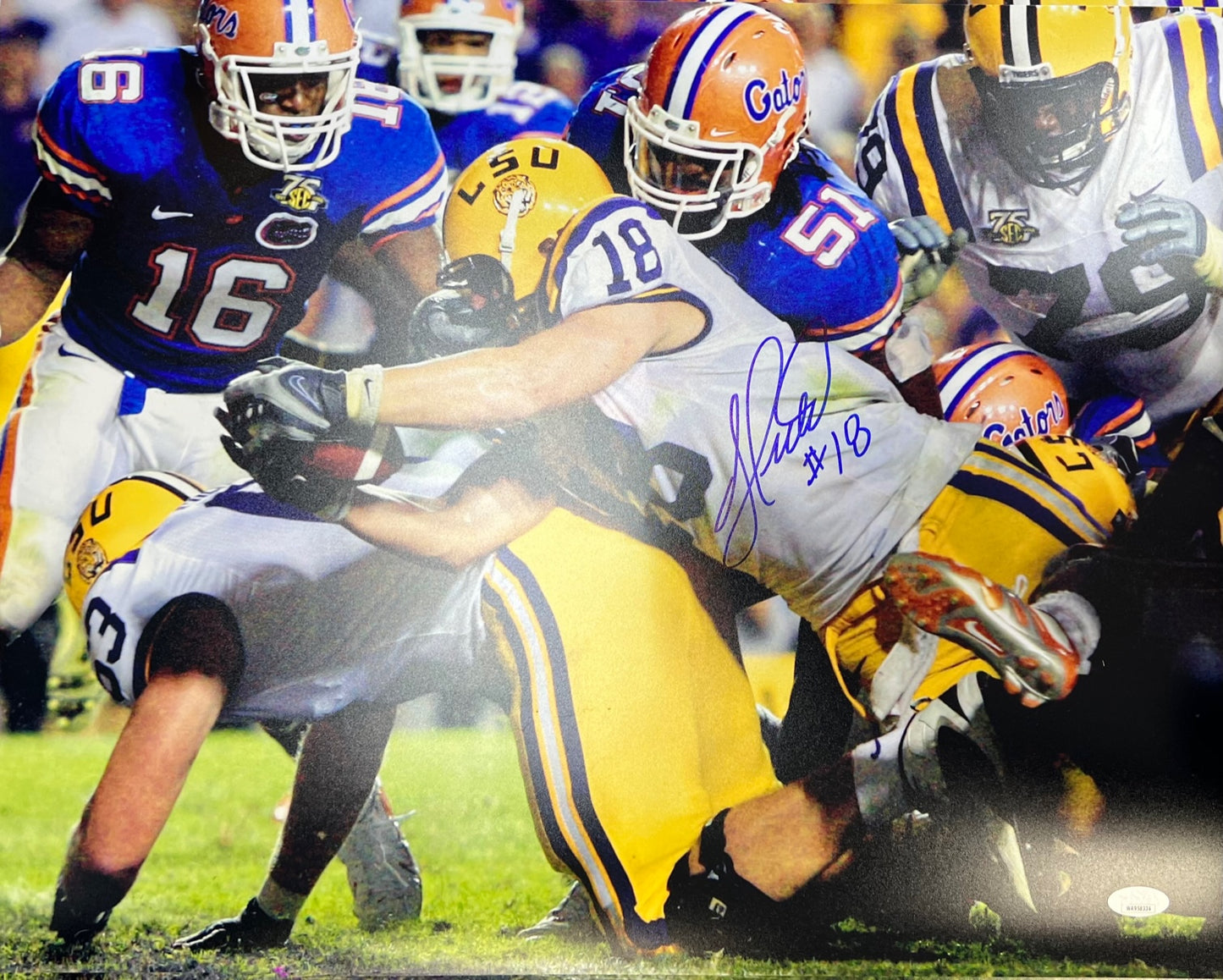 LSU Tigers Jacob Hester Signed 16x20 with JSA COA