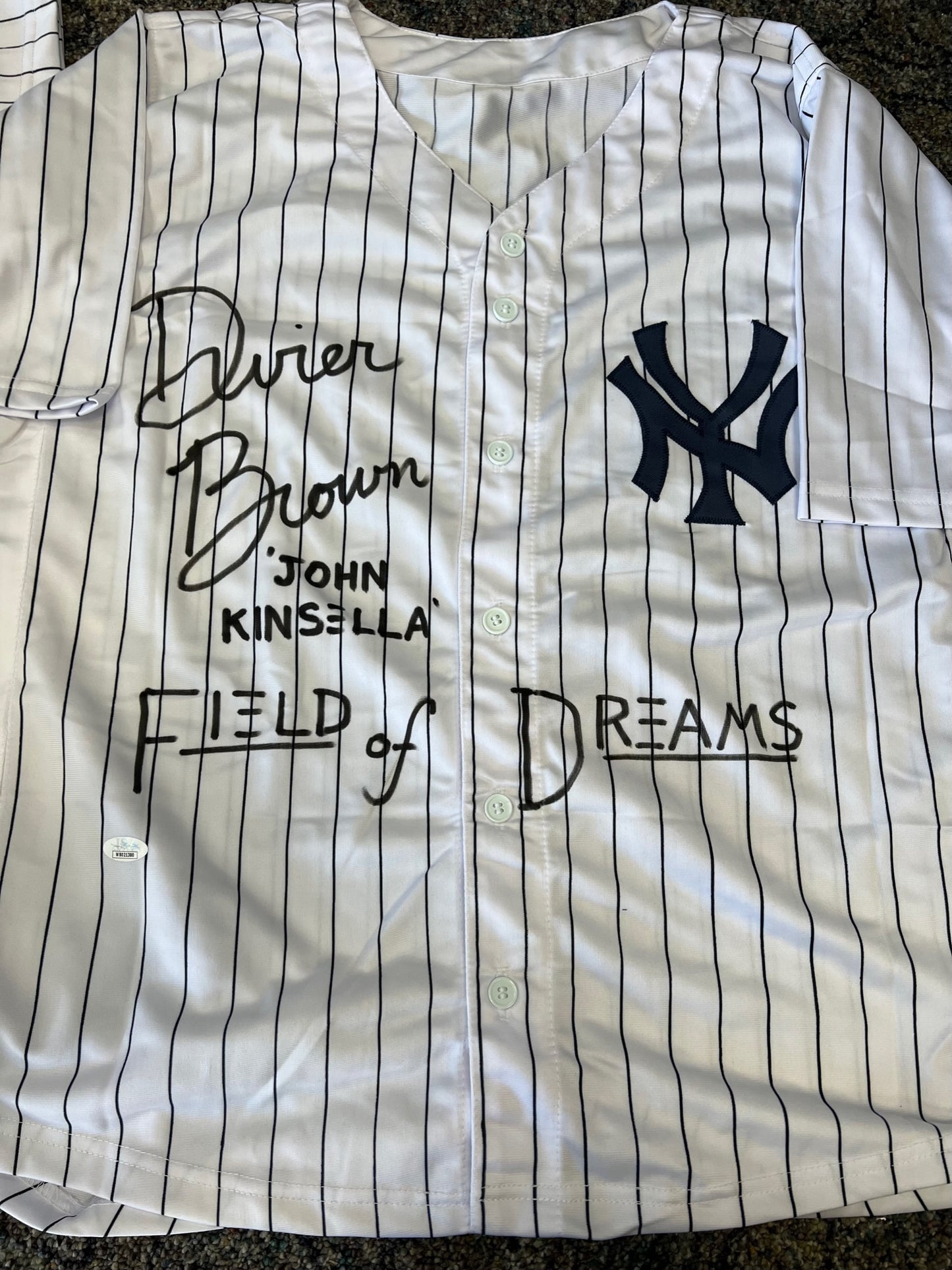 Field Of Dreams Dwier Brown Signed/Inscribed Yankees Jersey with JSA COA