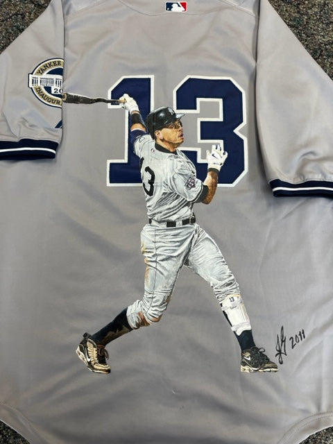 Alex Rodriguez Unsigned Custom Painted Jersey XL