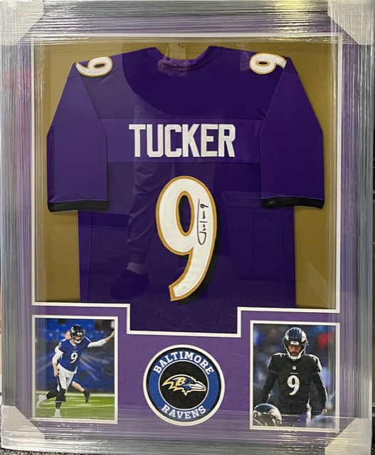 Baltimore Ravens Justin Tucker Signed Framed Jersey with JSA COA