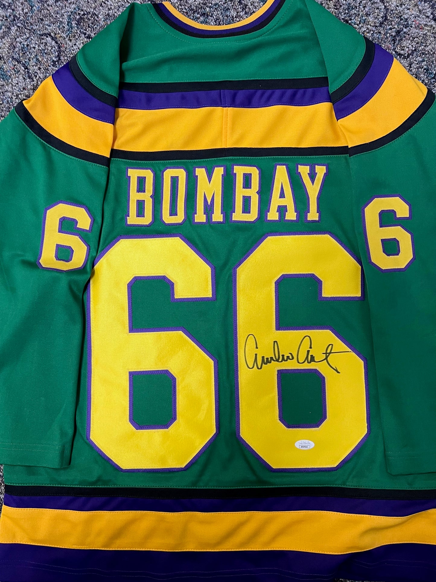 Emilio Estevez Signed the Mighty Ducks "Bombay" Jersey with JSA COA