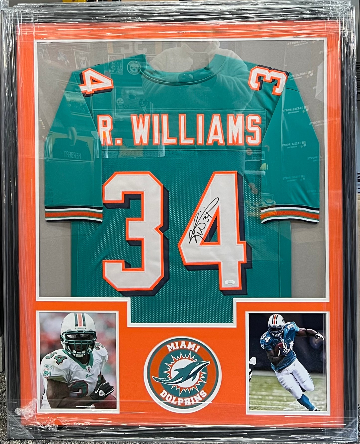 Miami Dolphins Ricky Williams Signed Framed Jersey with JSA COA