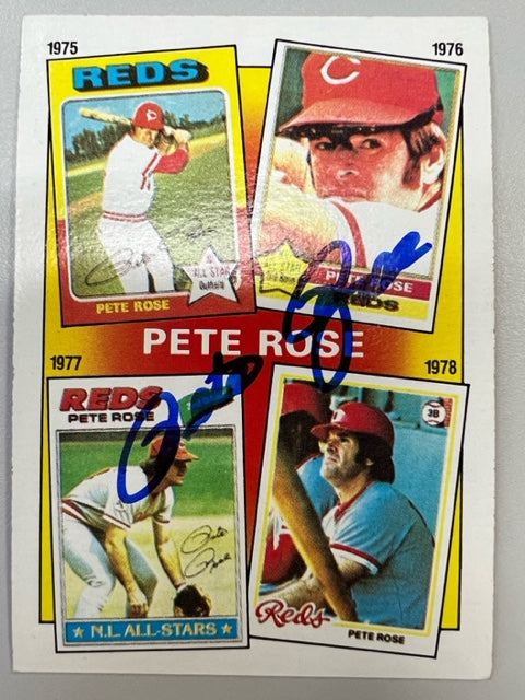 Cincinnati Reds Pete Rose over the Years Signed Card with JSA COA