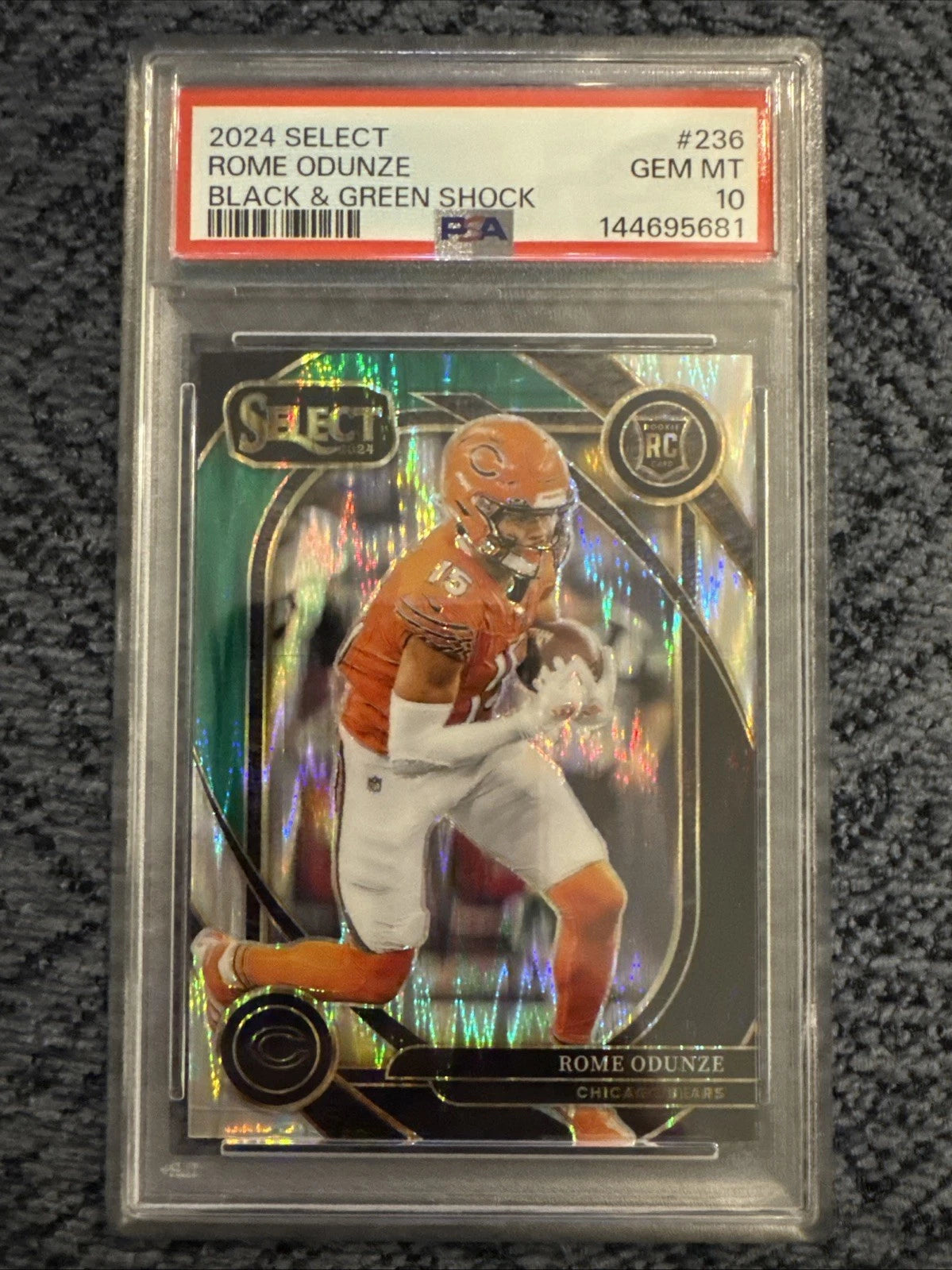 2024 Select Rome Odunze Black & Green Shock #236 PSA 10 – Dazzle